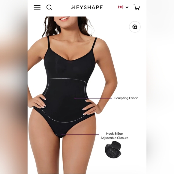 New - HEYSHAPE Women's Sleek Black Shapewear Bodysuit - Picture 3 of 9